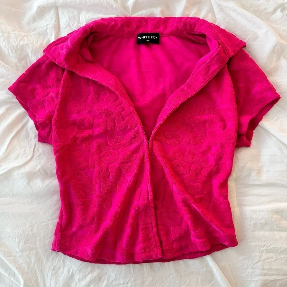 White Fox Must Have Hot Pink Terrycloth Top Size XS